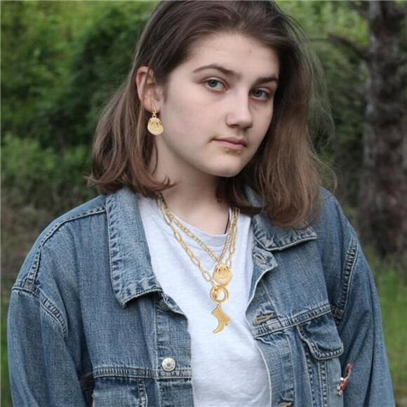 Cowgirl chic Western Necklace Earrings Jewelry Set For Women Chunky Gold tone - Picture 6 of 7